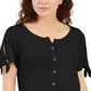 Karen Scott Blusa Feminina com Botões Frontais Preta Tamanho Médio