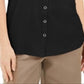 Karen Scott Blusa Feminina com Botões Frontais Preta Tamanho Médio
