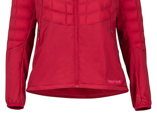 Jaqueta híbrida sem penas Marmot feminina vermelha tamanho X-S