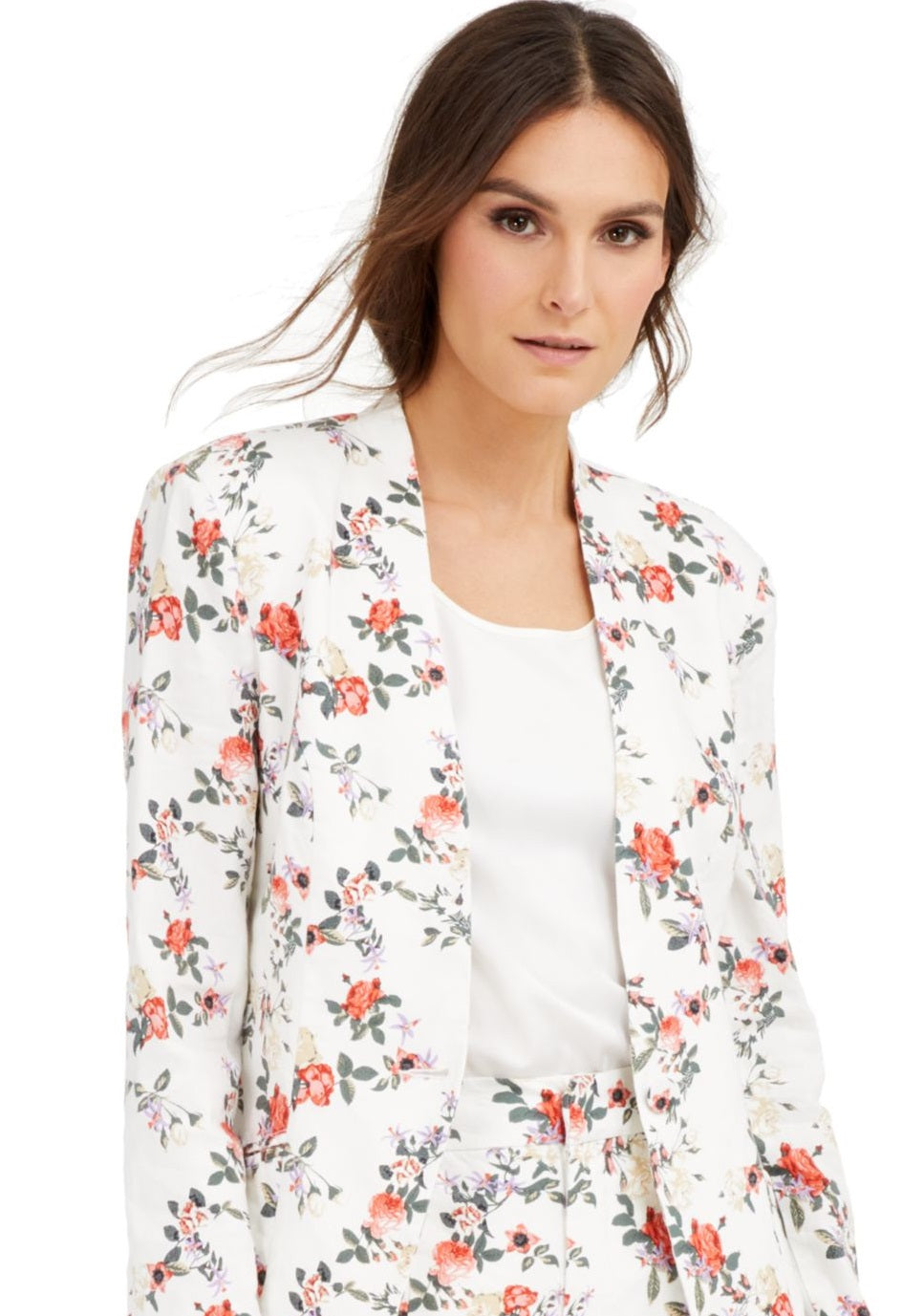 Blazer feminino floral INC International Concepts, branco, tamanho pequeno