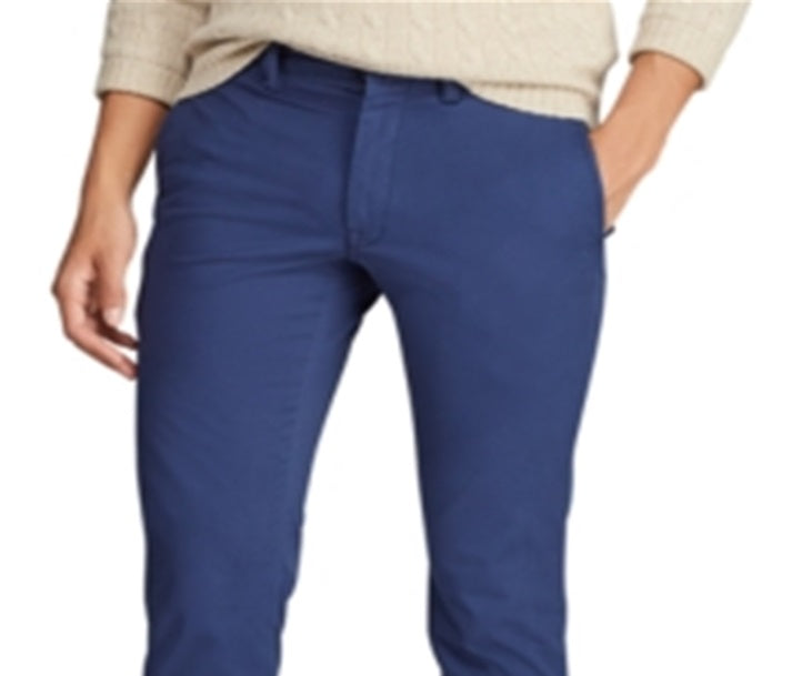 Calça Polo Ralph Lauren Masculina Slim Fit Algodão Sarja Elástica Azul Tamanho 36X32
