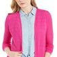 Cardigan feminino com frente aberta em Pointelle, rosa, tamanho XX-G