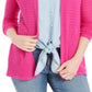 Cardigan feminino com frente aberta em Pointelle, rosa, tamanho XX-G