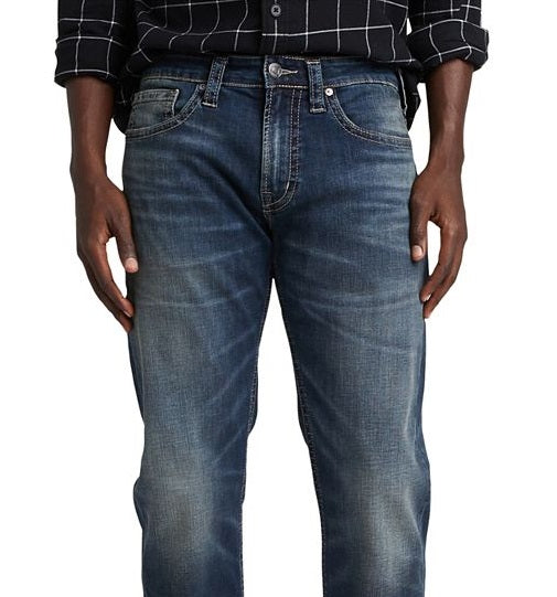 Calça jeans masculina Eddie Relaxed Tapered Fit Stretch, da Silver Jeans Co., azul, tamanho 38x30