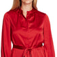 Vince Camuto Charmeuse Feminino Botões Cinto Túnica Top Vermelho Tamanho X-G