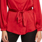 Vince Camuto Charmeuse Feminino Botões Cinto Túnica Top Vermelho Tamanho X-G