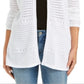Cardigan feminino de malha Pointelle com frente aberta, tamanho XX-G, branco, Charter Club