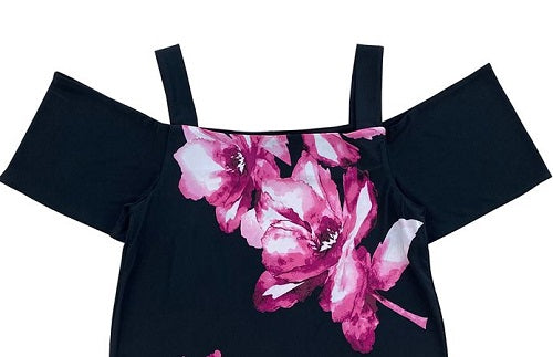 Blusa feminina floral ombro a ombro da INC International Concepts, azul, tamanho extragrande