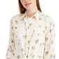 Camisa floral com amarração frontal Pink Rose Junior, tamanho médio, branca