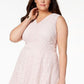 Vestido feminino plus size Charter Club com ajuste evasê e renda, tamanho 3X, branco