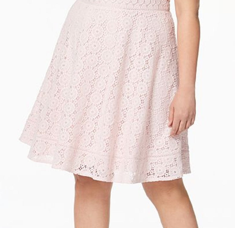 Vestido feminino plus size Charter Club com ajuste evasê e renda, tamanho 3X, branco