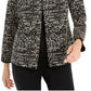 Jaqueta feminina estampada com gola entalhada Alfani, preta, tamanho XX-G