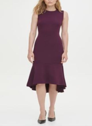 Vestido Calvin Klein Midi Scuba Feminino Roxo Tamanho 4