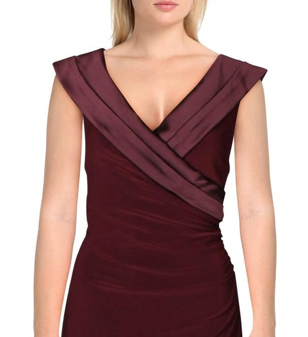 Vestido de festa feminino Ralph Lauren Leonetta, plissado, sem mangas, vermelho, tamanho 18