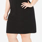 Vestido tubinho acima do joelho feminino JM Collection, manga curta, preto, tamanho 1X