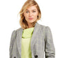 Blazer xadrez trespassado feminino Bar III para usar no trabalho, jaqueta cinza, tamanho XX-G
