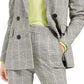 Blazer xadrez trespassado feminino Bar III para usar no trabalho, jaqueta cinza, tamanho XX-G