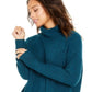 Suéter túnica feminino estilo &amp; co com gola alta canelada e ponto misto, azul, tamanho pequeno