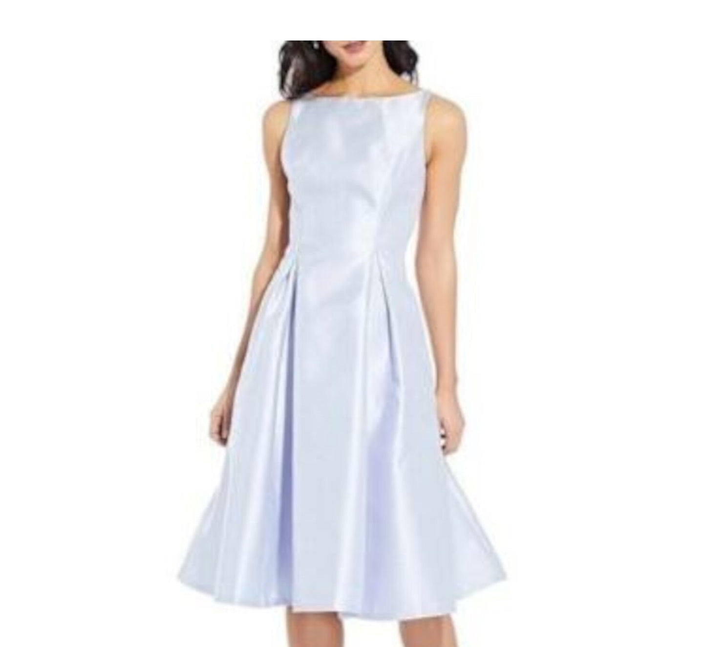 Vestido midi sem mangas com decote canoa e caimento formal, azul, tamanho 6, da Adrianna Papell