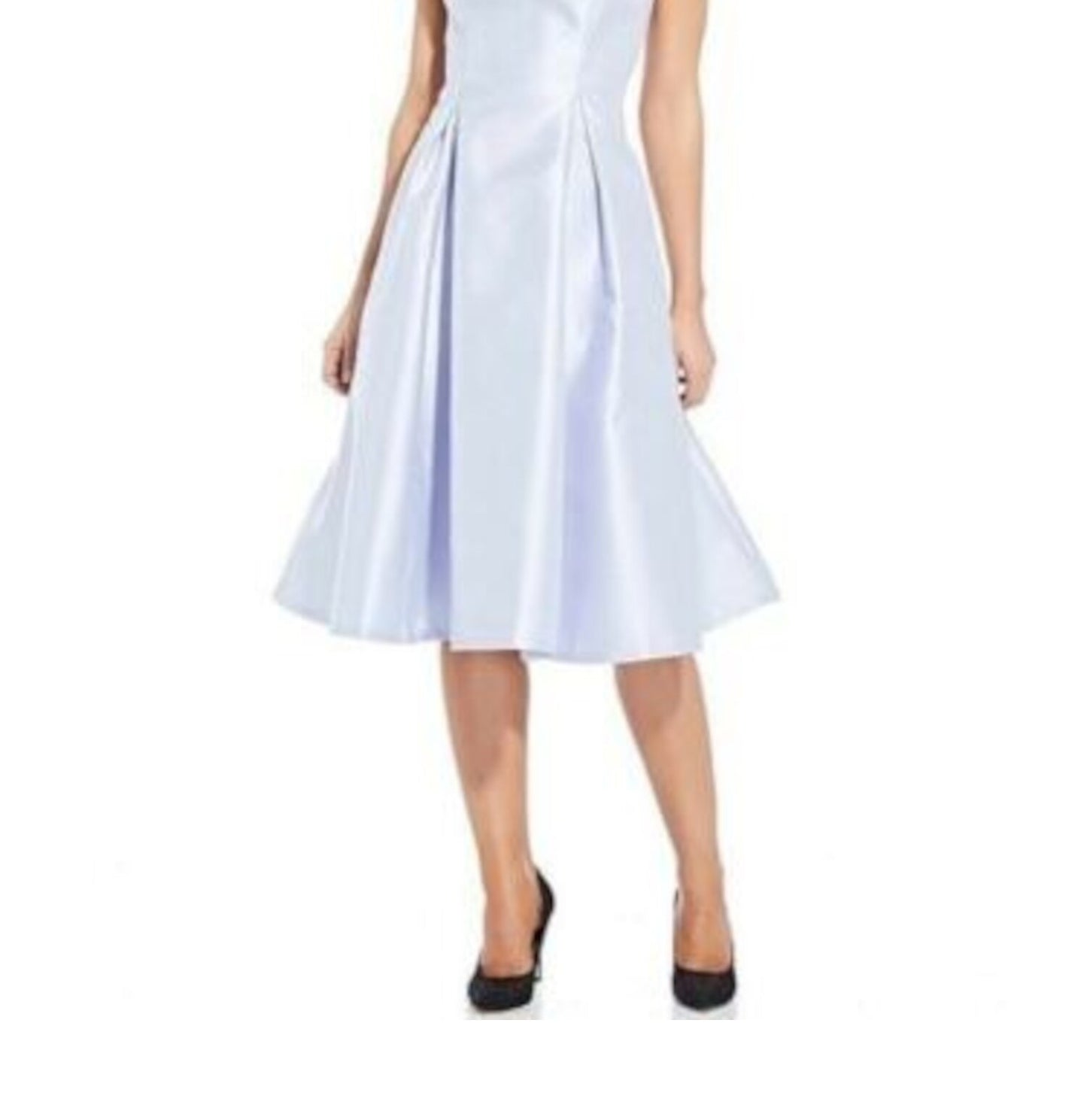 Vestido midi sem mangas com decote canoa e caimento formal, azul, tamanho 6, da Adrianna Papell