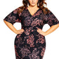 Vestido feminino City Chic Trendy Plus com estampa floral, preto, tamanho 16W