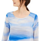 Blusa feminina Alfani listrada com decote redondo, azul, tamanho XX-G