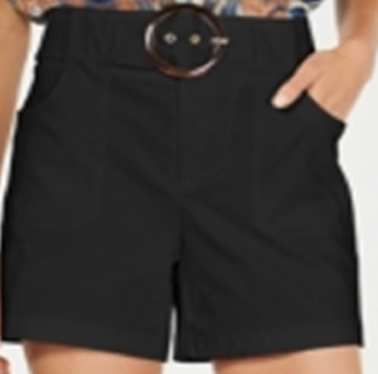 Shorts com cinto feminino INC International Concepts, preto, tamanho 0
