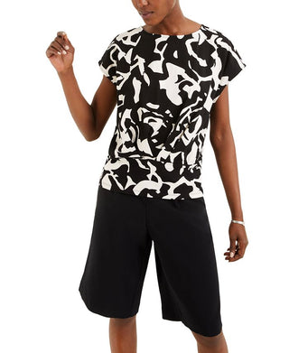 Blusa estampada feminina Alfani preta tamanho X-G