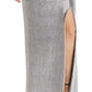 Vestido de festa longo com decote em joia e sem mangas Ralph Lauren feminino, cinza, tamanho 12