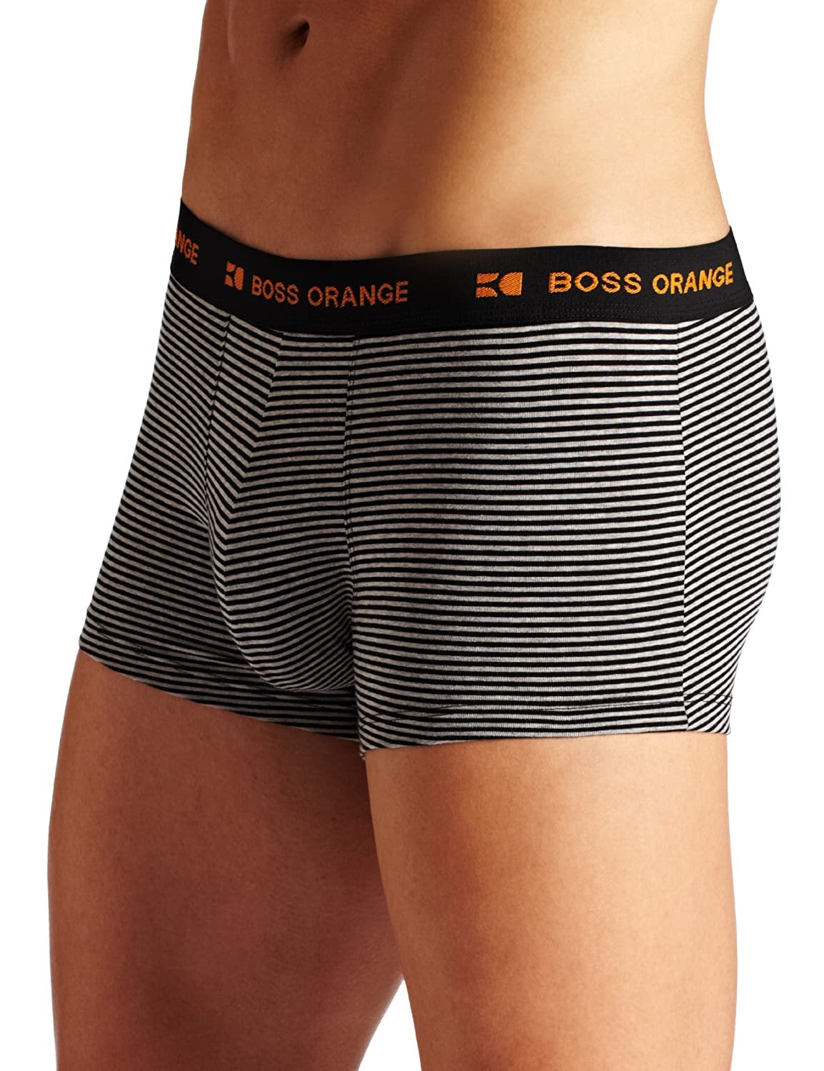 Cueca boxer masculina Hugo Boss com logo listrado, preta, tamanho XXG