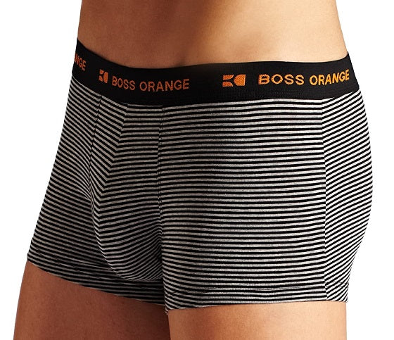 Cueca boxer masculina Hugo Boss com logo listrado, preta, tamanho XXG