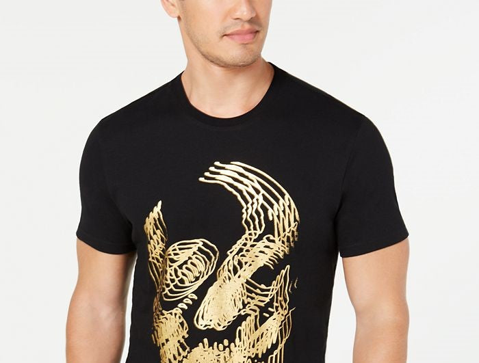 Camiseta masculina com estampa de caveira e folha de alumínio da INC International Concepts, preta, tamanho XX-G