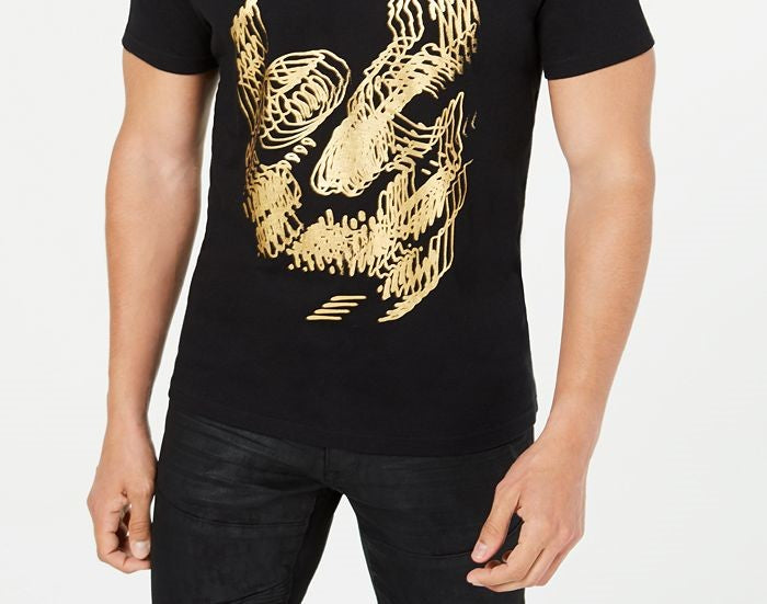 Camiseta masculina com estampa de caveira e folha de alumínio da INC International Concepts, preta, tamanho XX-G
