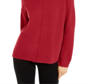 Blusa feminina Alfani com ombro caído e gola alta, vermelha, tamanho X-S