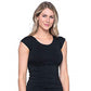 Camisetas femininas casuais Wonder Tops da Downeast, pretas, tamanho G