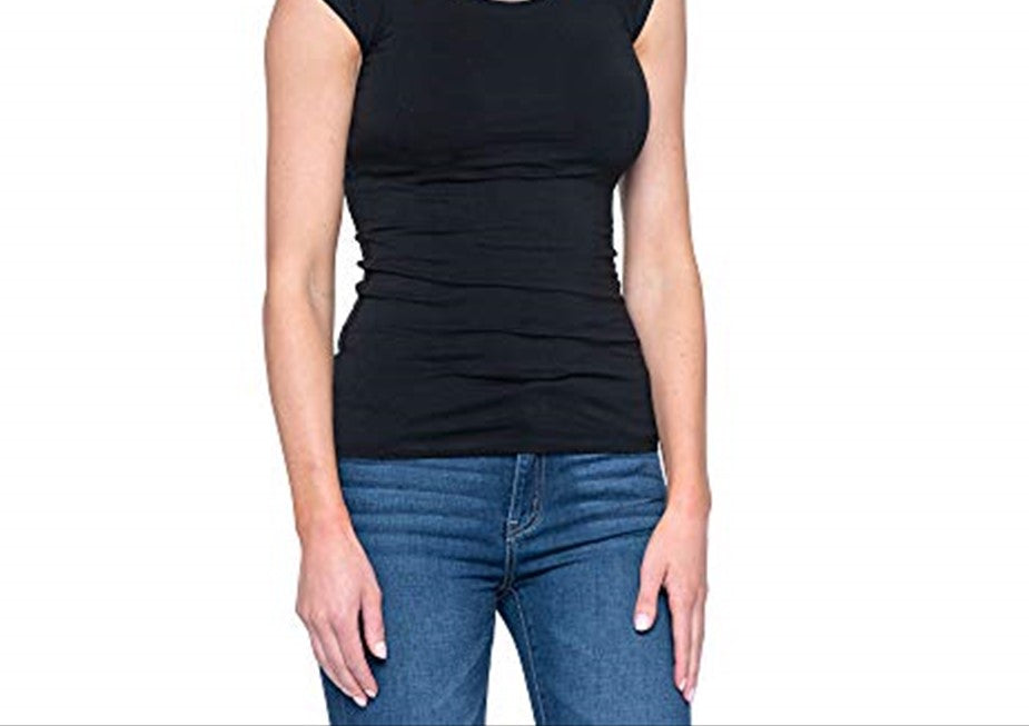 Camisetas femininas casuais Wonder Tops da Downeast, pretas, tamanho G