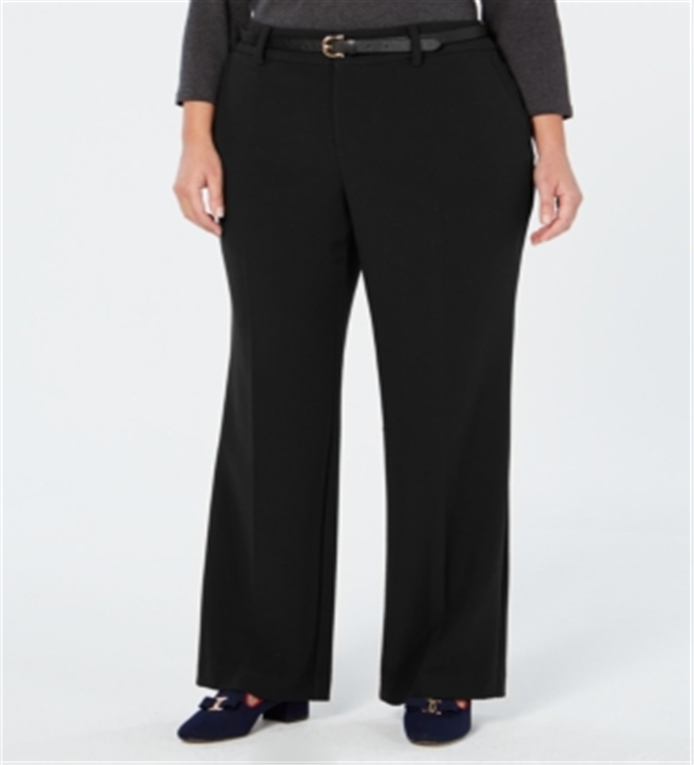 Calça feminina Charter Club Plus Tummy Slimming Relaxed Fit, preta, tamanho 14W