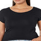 Camisetas femininas Downeast Tops para Essential Tee, pretas, tamanho X-Large