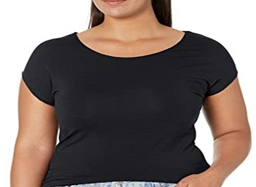 Camisetas femininas Downeast Tops para Essential Tee, pretas, tamanho X-Large