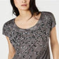 Blusa feminina com estampa animal e lantejoulas da INC International Concepts, cinza, tamanho X-S
