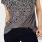 Blusa feminina com estampa animal e lantejoulas da INC International Concepts, cinza, tamanho X-S