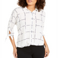 Blusa feminina Alfani branca com manga 3/4, tamanho X-G