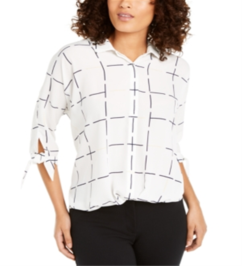 Blusa feminina Alfani branca com manga 3/4, tamanho X-G