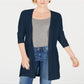 Cardigan feminino texturizado canelado aberto Charter Club, azul, tamanho X-S
