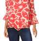 Blusa Alfani Feminina Bold Abstract Top Decote V Laranja Tamanho P