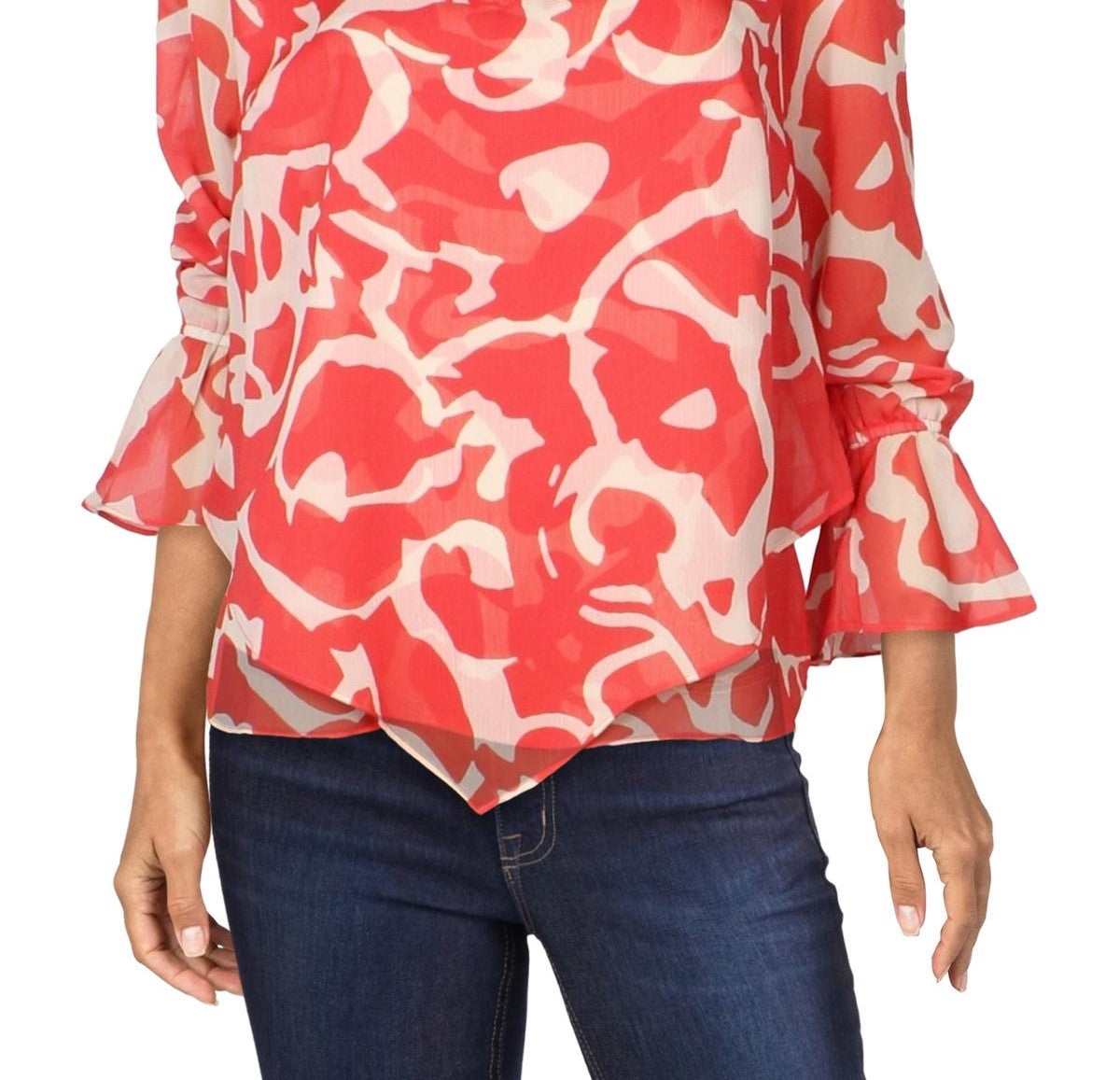 Blusa Alfani Feminina Bold Abstract Top Decote V Laranja Tamanho P