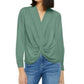 Blusa feminina com frente torcida da INC International Concepts, verde, tamanho extragrande