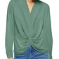 Blusa feminina com frente torcida da INC International Concepts, verde, tamanho extragrande