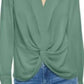 Blusa feminina com frente torcida da INC International Concepts, verde, tamanho extragrande