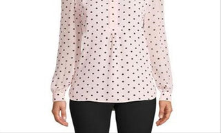 Blusa feminina Anne Klein Beekman com bolinhas e babados, rosa, tamanho grande